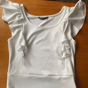 NWOT SHEIN white ruffle bodysuit